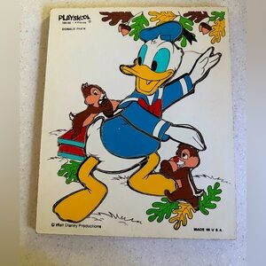 COPY - Vintage Playskool Disney Donald Duck & Chip n' Dale Wooden Puzzle! Made …